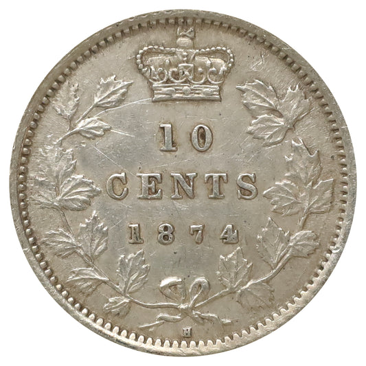 1874H Canada 10-cents EF-AU (EF45) Scratched, marks, or impaired