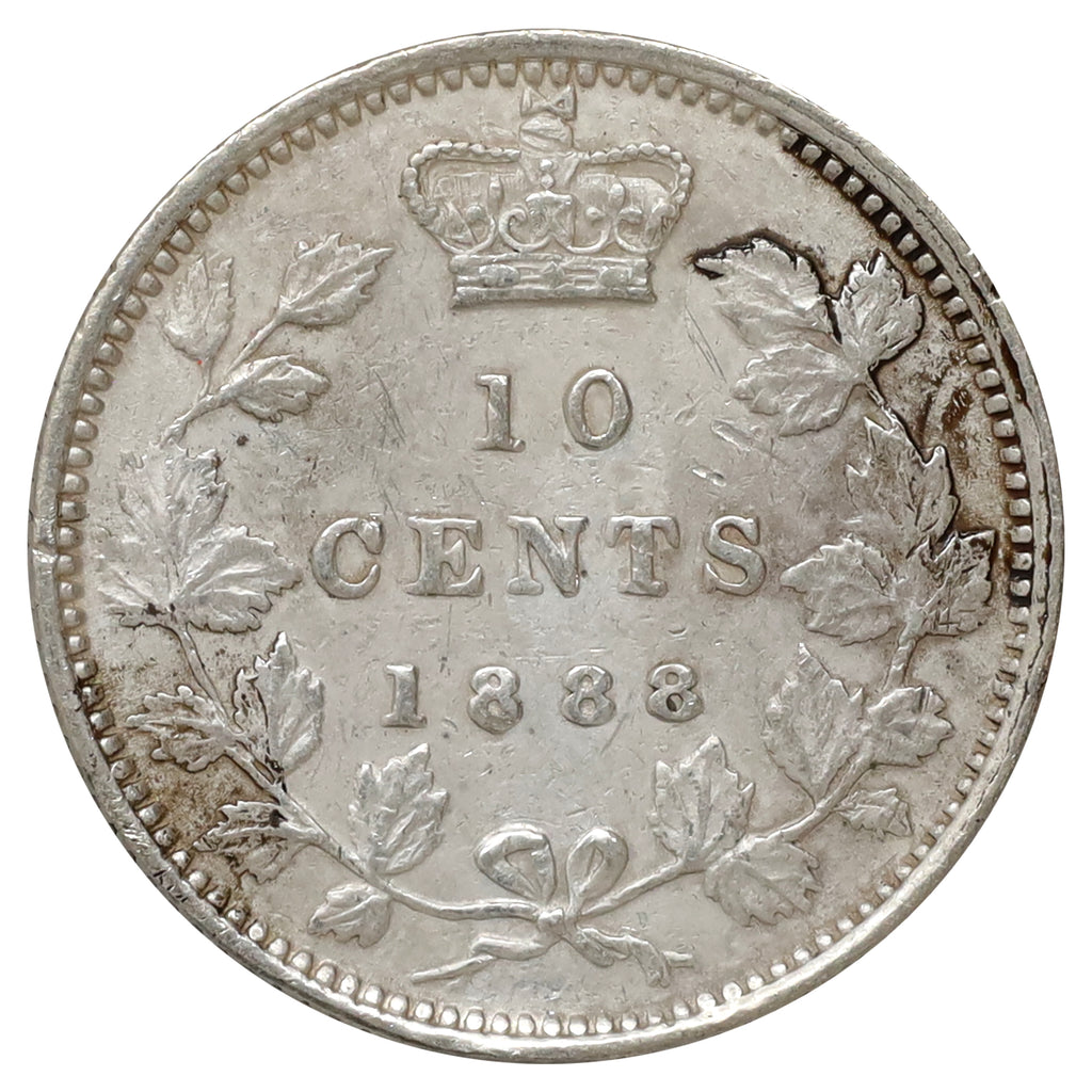1888 Canada 10-cents EF-AU (EF45) Scratched, marks, or impaired