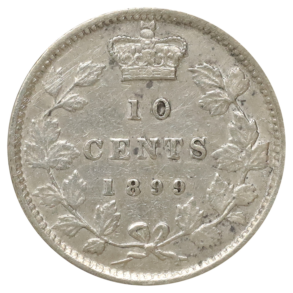 1899 Small 9s Canada 10-cents VF-EF (VF30) Scratched, marks, or impaired