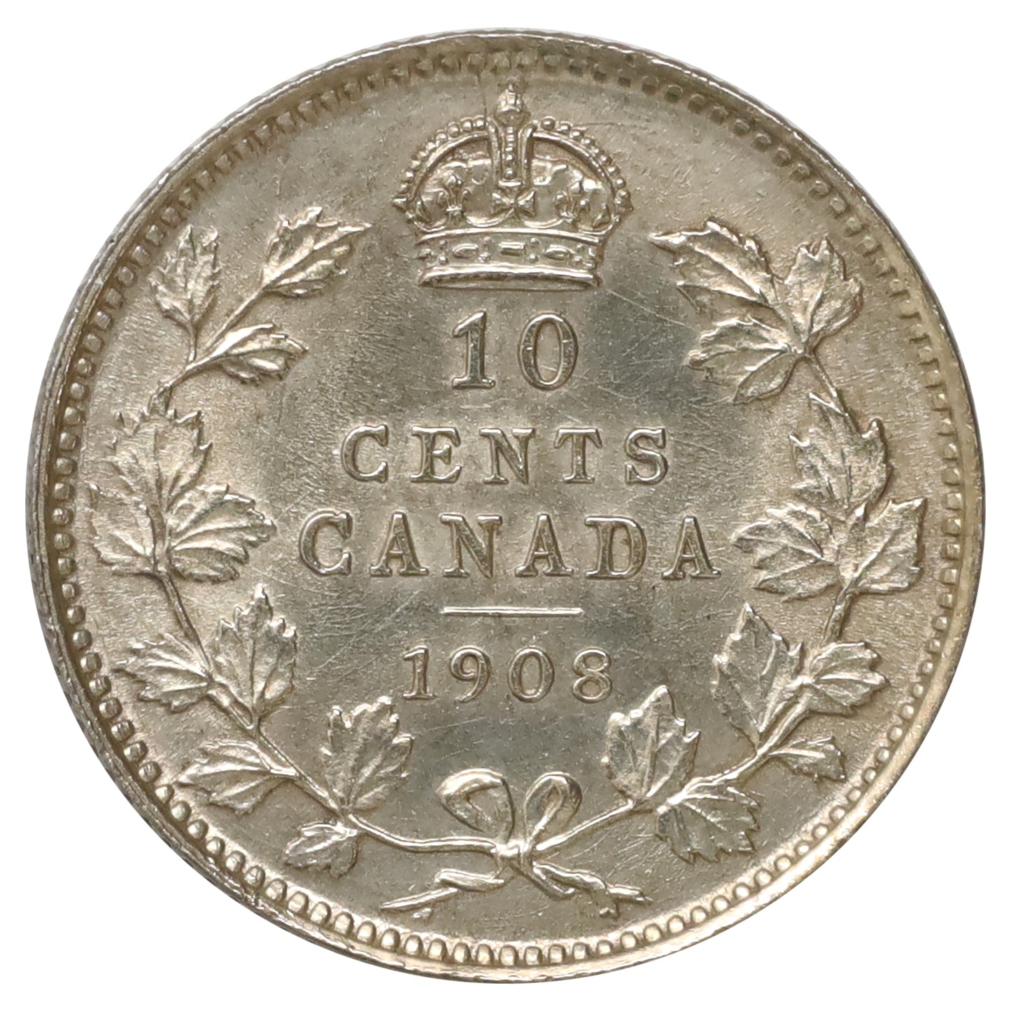 1908 Canada 10-cents Brilliant Uncirculated (MS63) Scratched, marks, or impaired