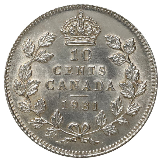 1931 Canada 10-cents Brilliant Uncirculated (MS63) Scratched, marks, or impaired