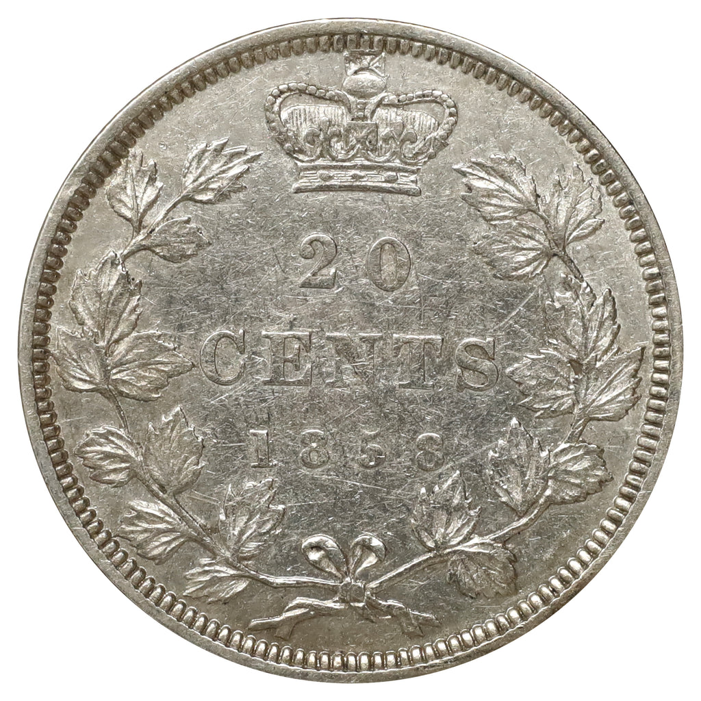 1858 Canada 20-cents Extra Fine (EF40) Scratched, marks, or impaired