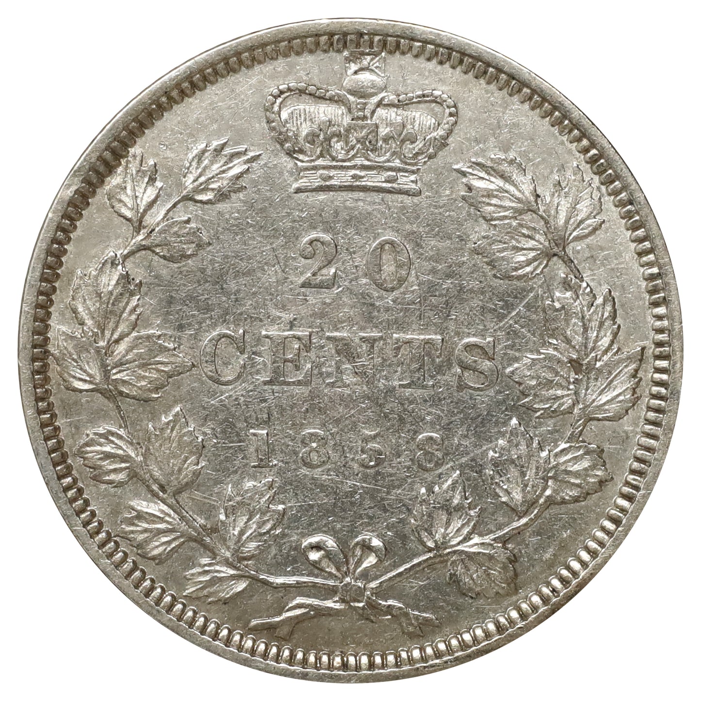 1858 Canada 20-cents Extra Fine (EF40) Scratched, marks, or impaired