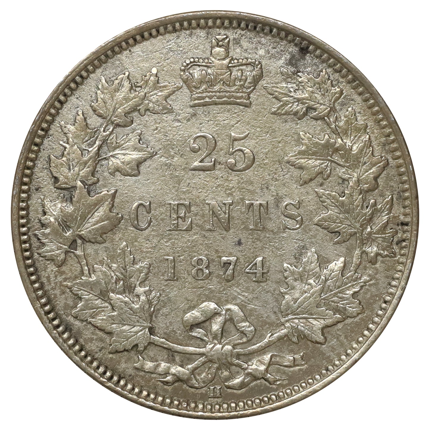 1874H Canada 25-cents Extra Fine (EF40) Pitting