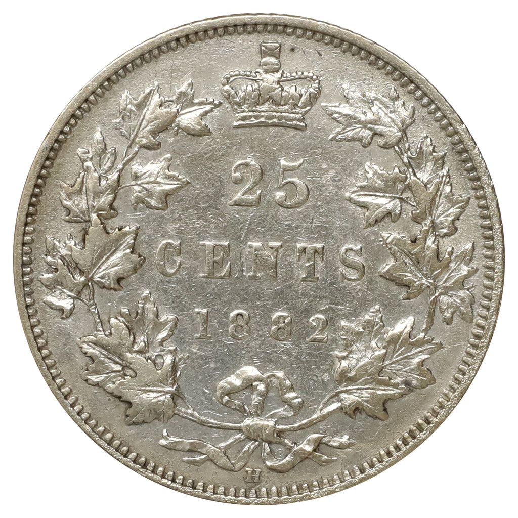 1882H Canada 25-cents Extra Fine (EF40) Scratched, marks, or impaired