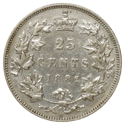 1882H Canada 25-cents Extra Fine (EF40) Scratched, marks, or impaired