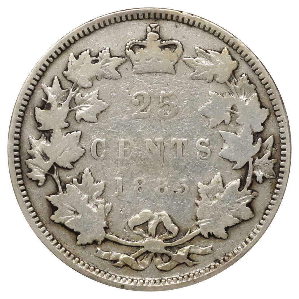 1885 Canada 25-cents Very Good (VG8) Scratched, marks, or impaired
