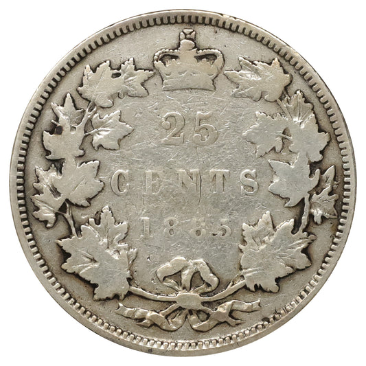 1885 Canada 25-cents Very Good (VG8) Scratched, marks, or impaired