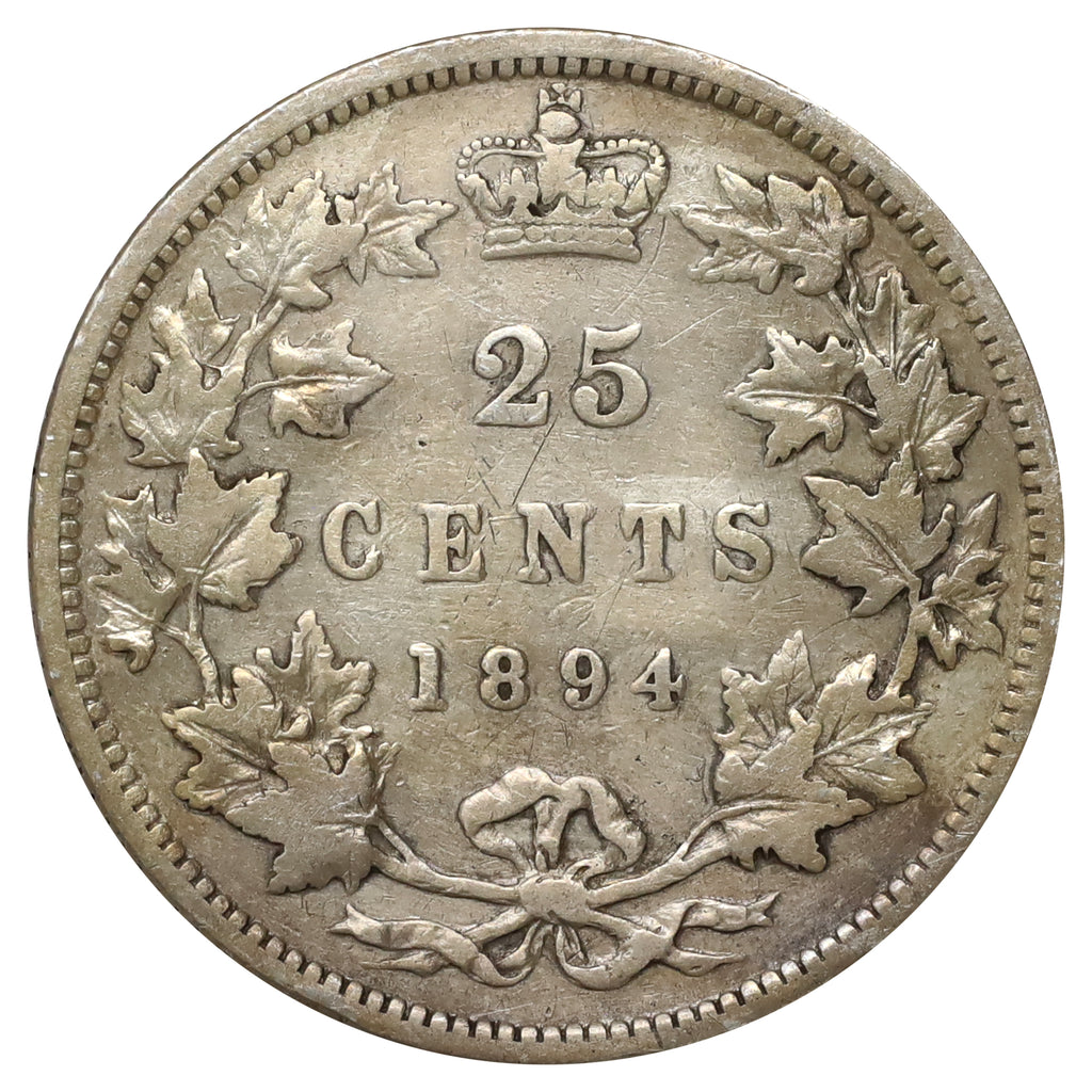 1894 Canada 25-cents Fine (F12) Scratched, marks, or impaired