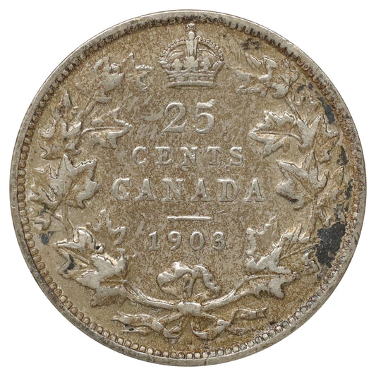 1903 Canada 25-cents Very Fine (VF20) Scratched, marks, or impaired