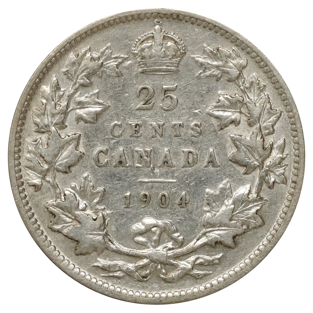 1904 Canada 25-cents VF-EF (VF30) Scratched, marks, or impaired