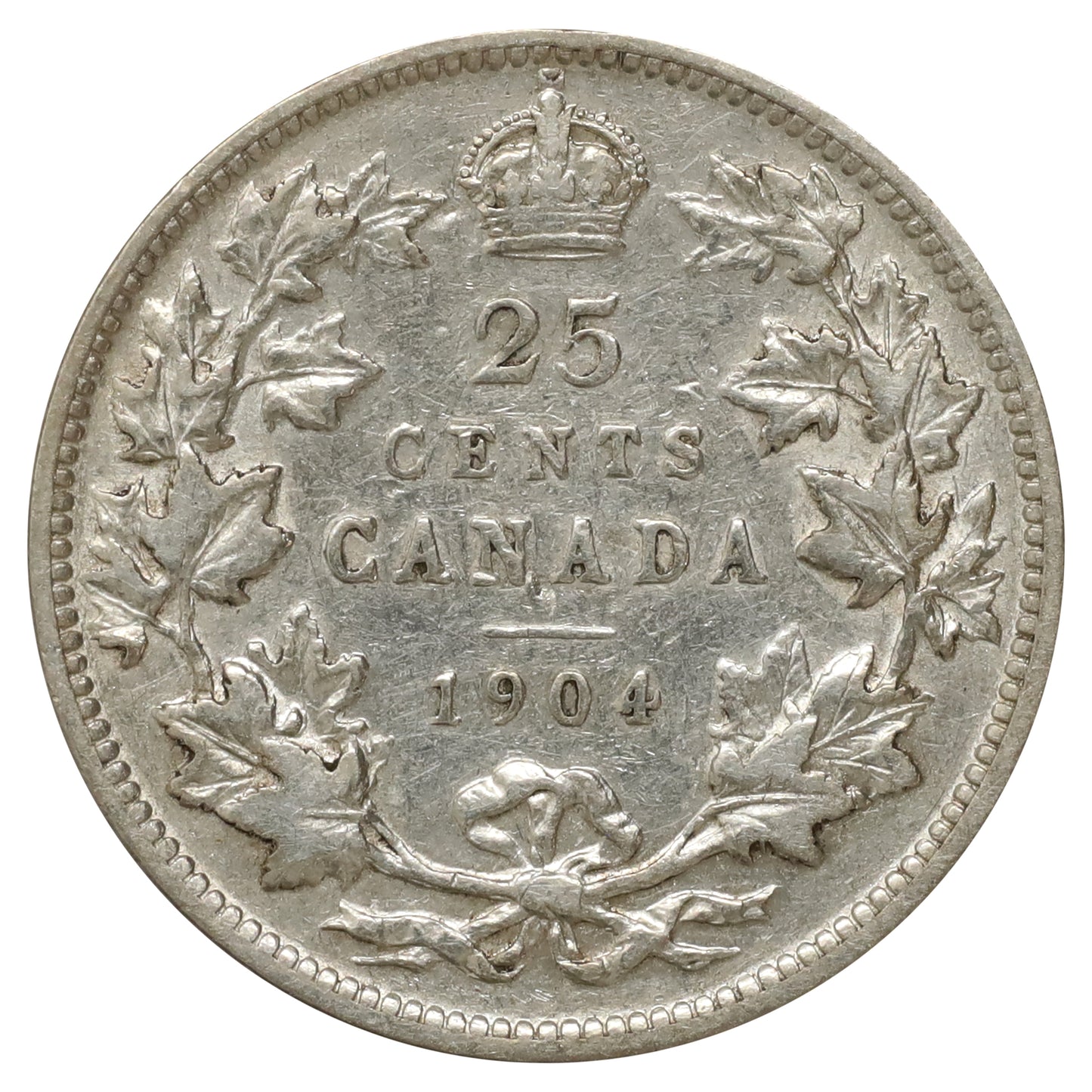 1904 Canada 25-cents VF-EF (VF30) Scratched, marks, or impaired