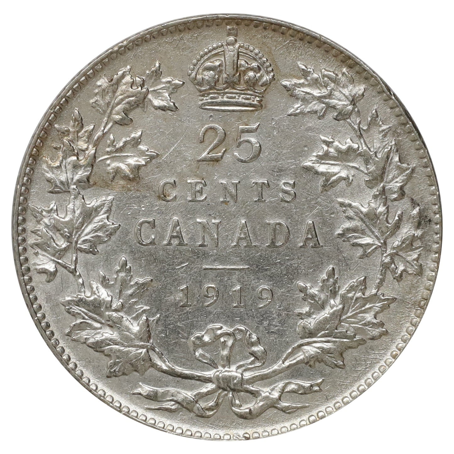 1919 Canada 25-cents VF-EF (VF30) Scratched, marks, or impaired