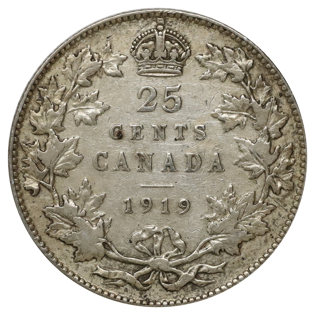 1919 Canada 25-cents Very Fine (VF20) Scratched, marks, or impaired