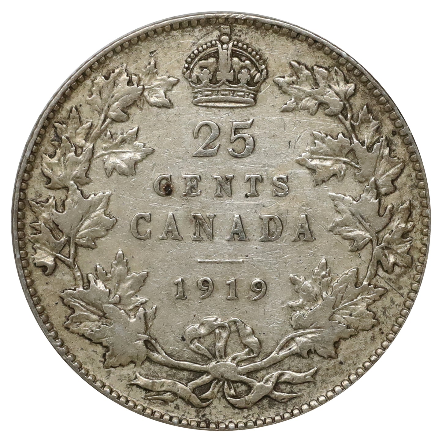 1919 Canada 25-cents Very Fine (VF20) Scratched, marks, or impaired