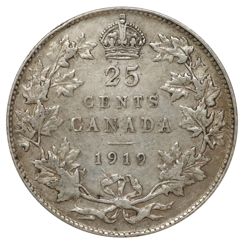 1919 Canada 25-cents F-VF (F15) Scratched, marks, or impaired