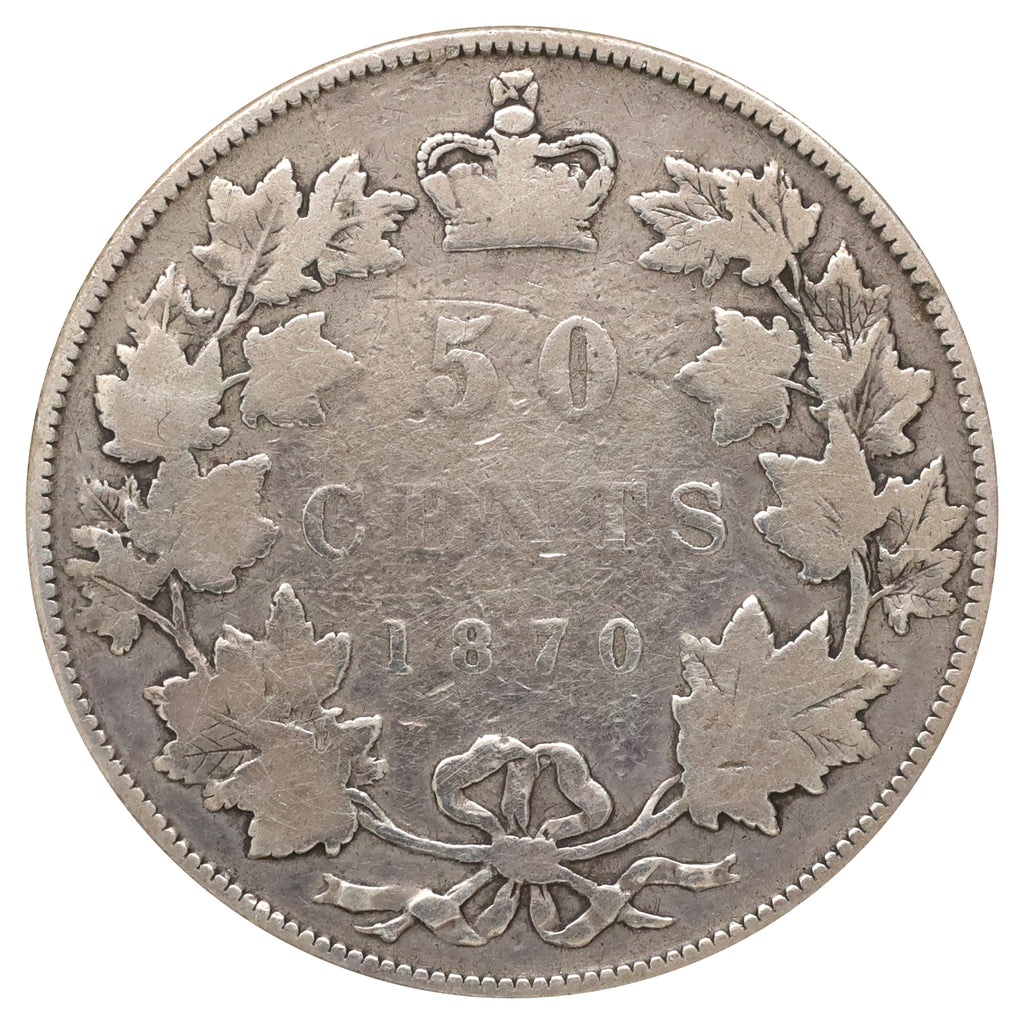1870 LCW Canada 50-cents Very Good (VG8) Scratched, marks, or impaired