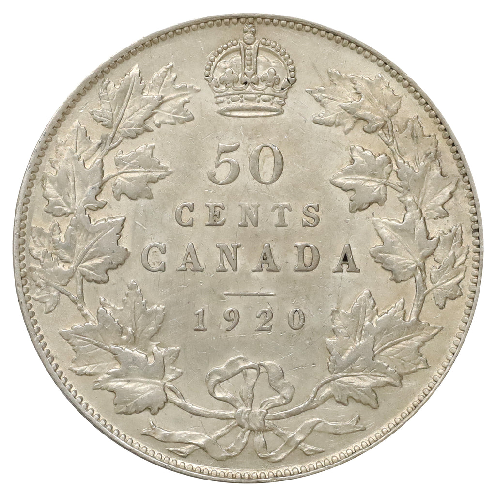 1920 Small 0 Canada 50-cents AU-UNC (AU55) Scratched, marks, or impaired