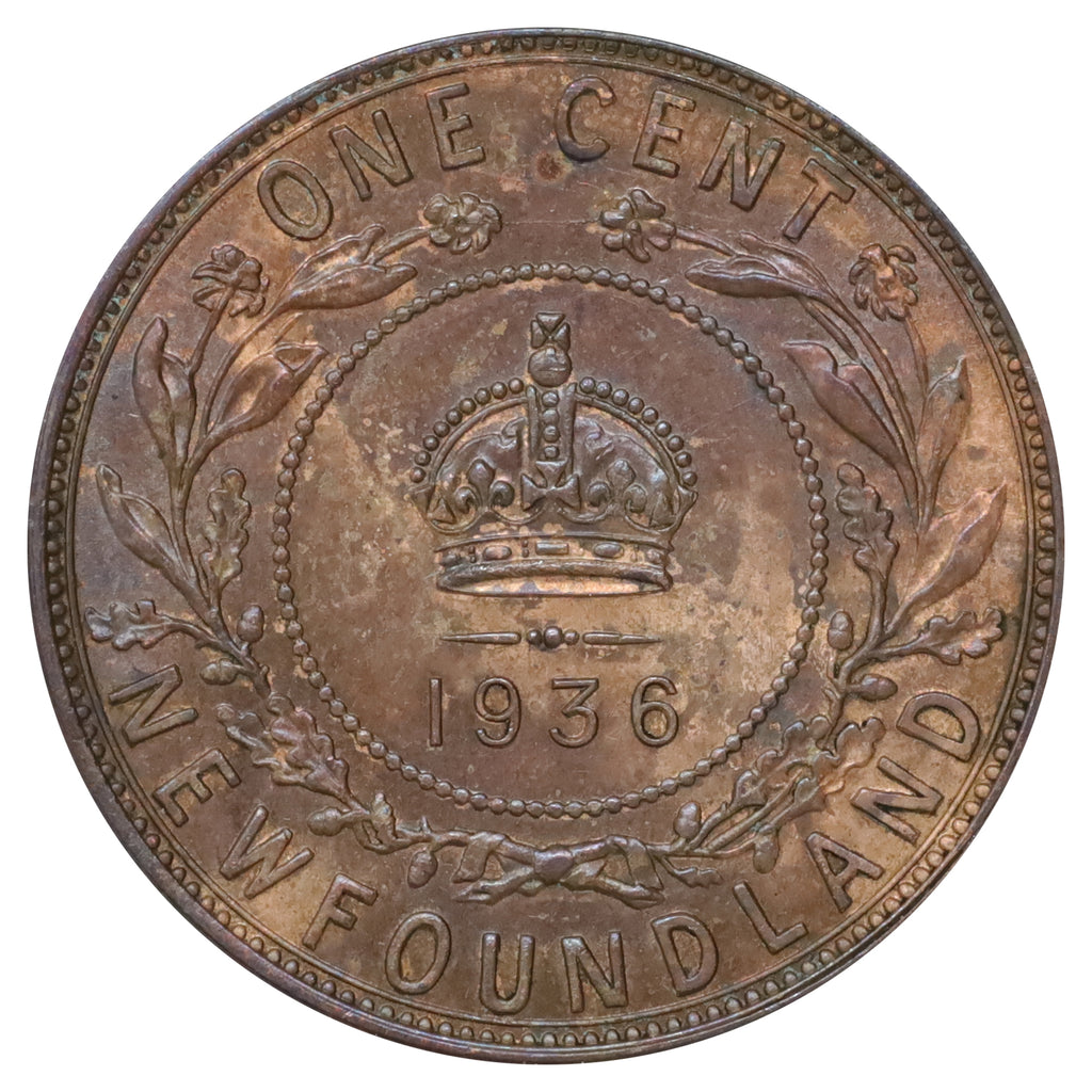 1936 Newfoundland 1-cent Brilliant Uncirculated (MS63) Lustrous Brown