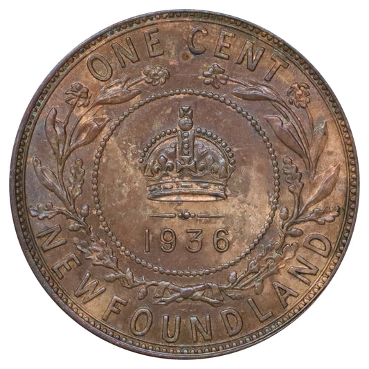1936 Newfoundland 1-cent Brilliant Uncirculated (MS63) Lustrous Brown