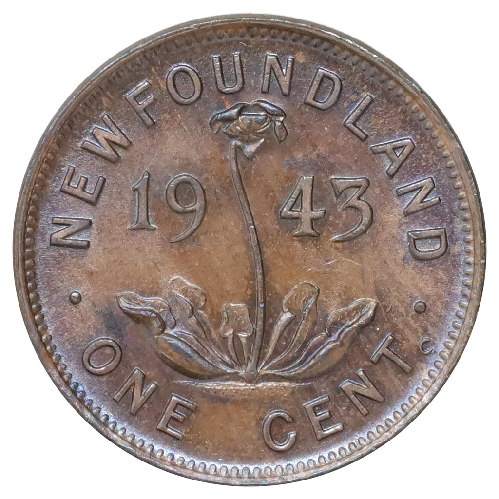 1943C Newfoundland 1-cent Brilliant Uncirculated (MS63) Lustrous Brown