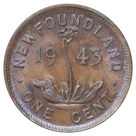 1943C Newfoundland 1-cent Brilliant Uncirculated (MS63) Lustrous Brown
