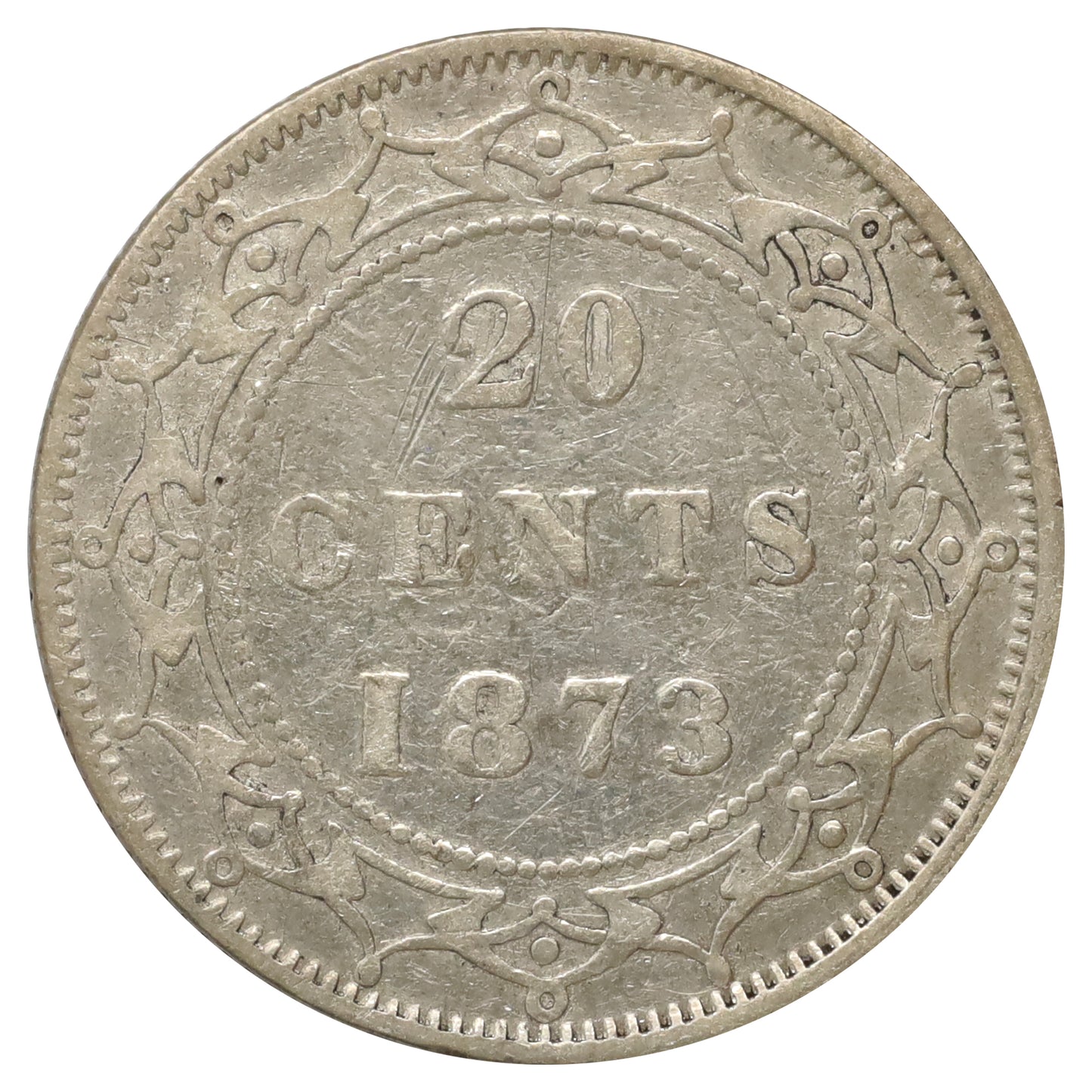 1873 Newfoundland 20-cents Very Fine (VF20) Scratched, marks, or impaired