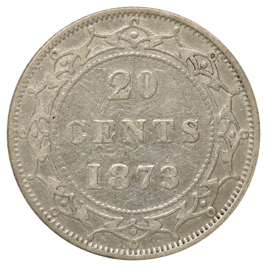 1873 Newfoundland 20-cents Very Fine (VF20) Scratched, marks, or impaired