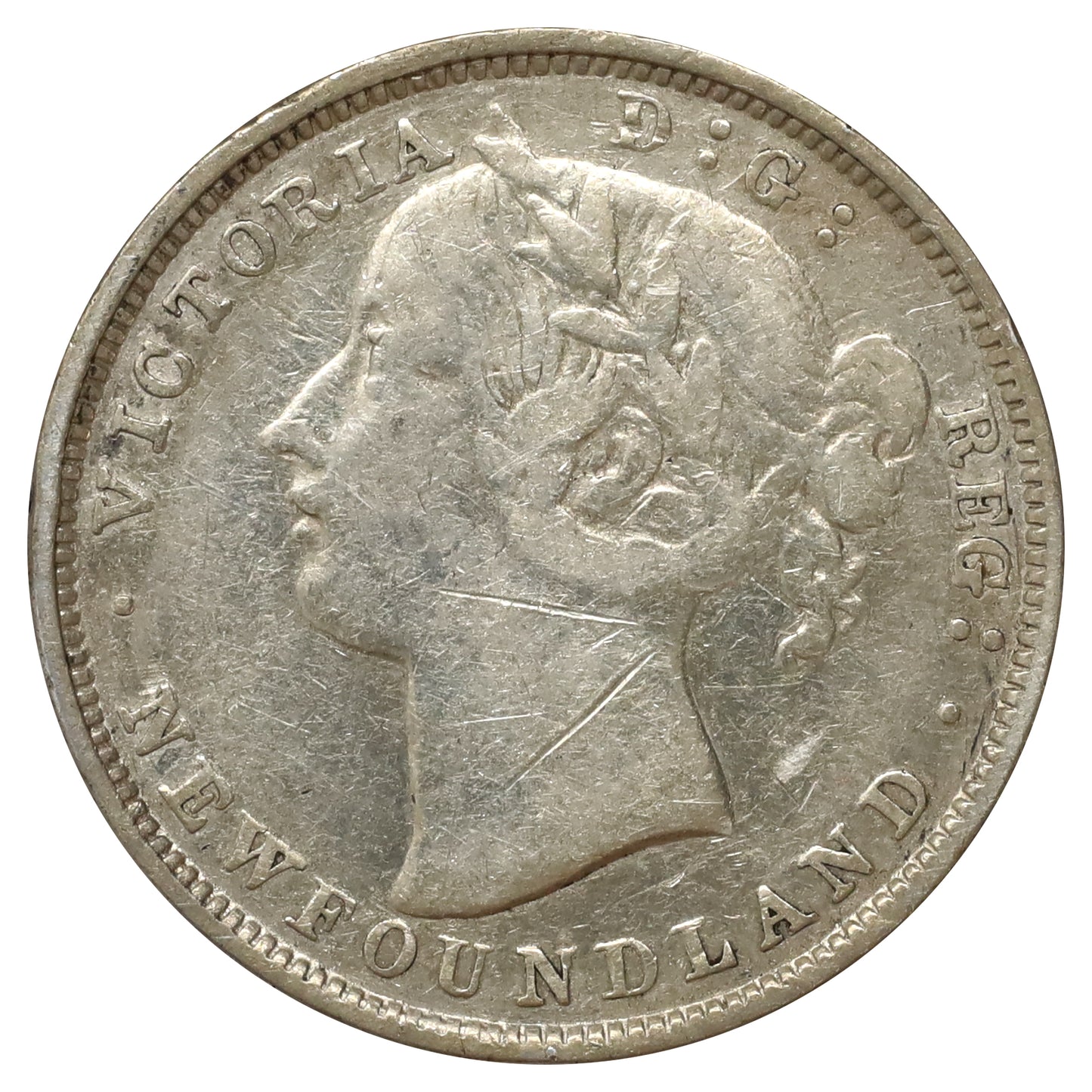 1873 Newfoundland 20-cents Very Fine (VF20) Scratched, marks, or impaired