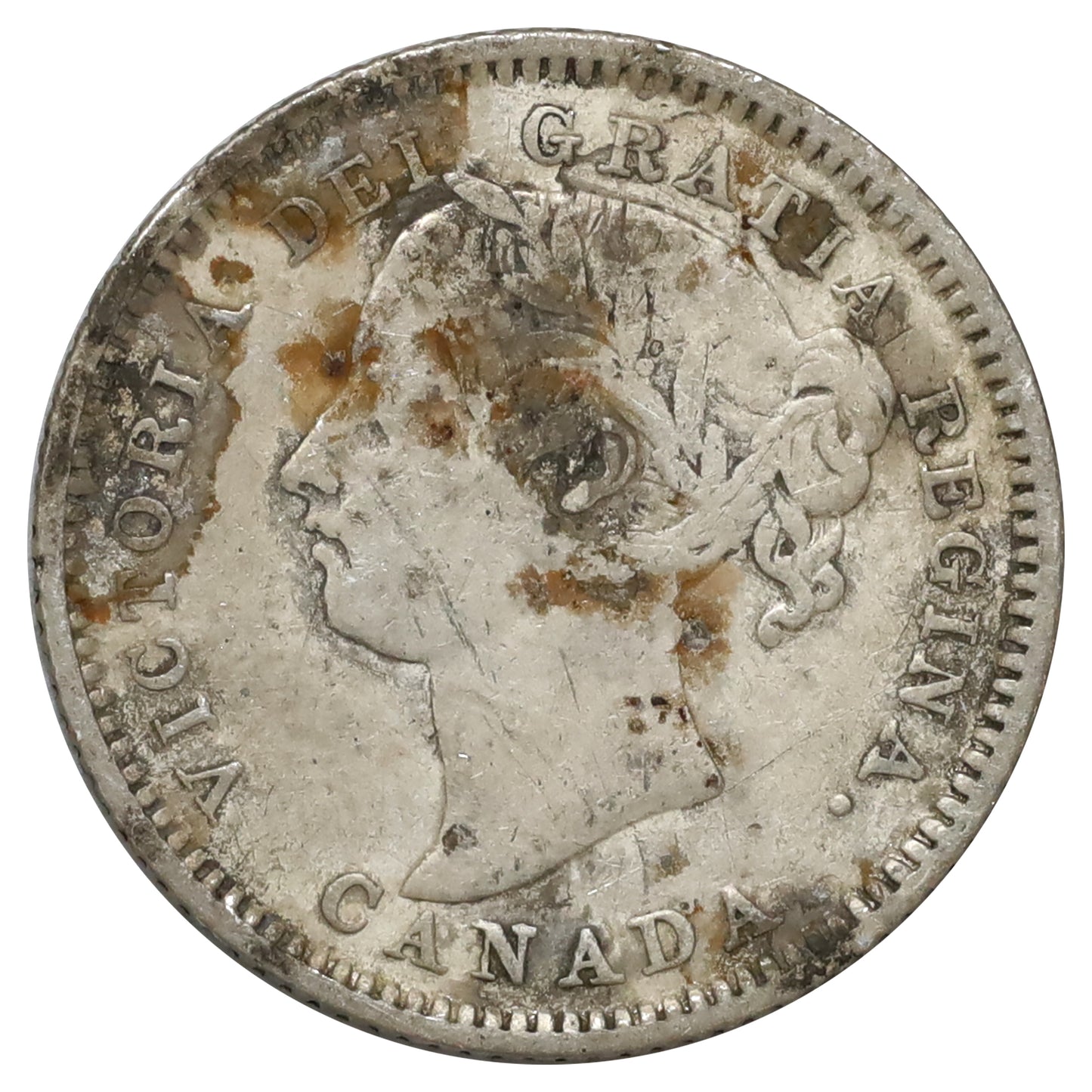 Love Token Struck on Victorian Canada Dime