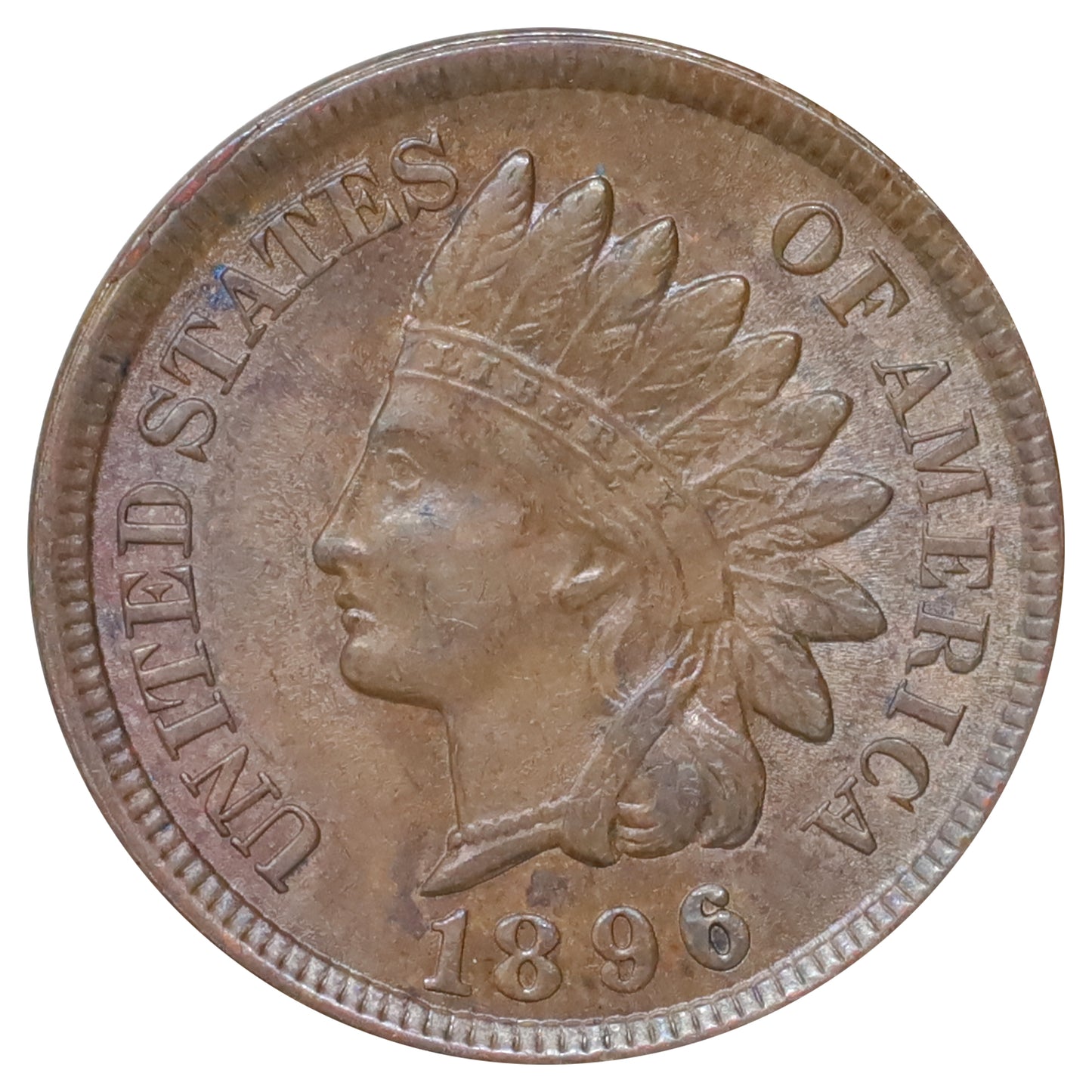 1896 USA Cent Brilliant Uncirculated (MS63) Lustrous Brown
