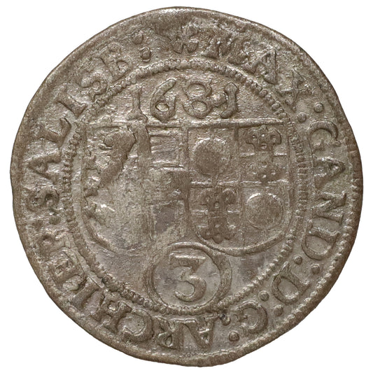 Austria 1681 Max Gandolph von Kuenburg 3 Kreuzer (DOD)