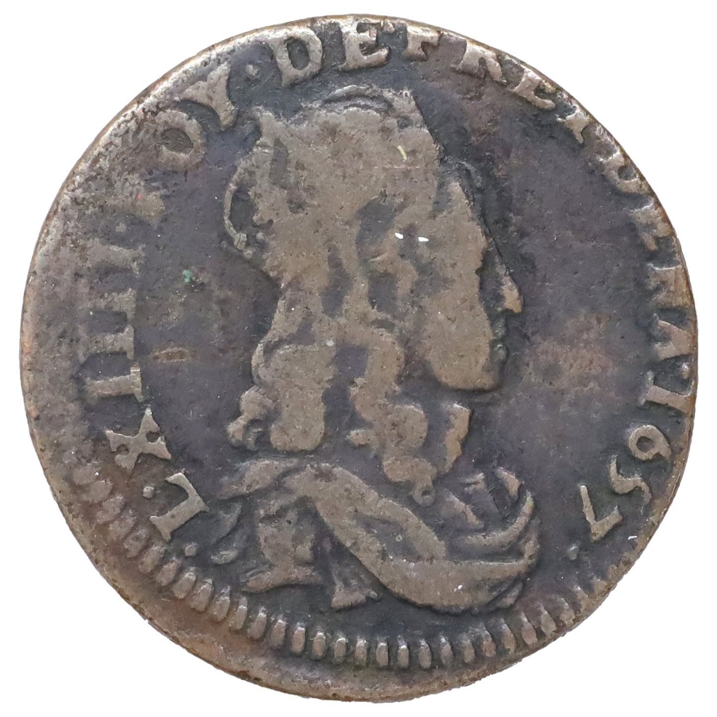 France 1657 B Louis XIV Juvenile Bust 1 Liard (DOD)