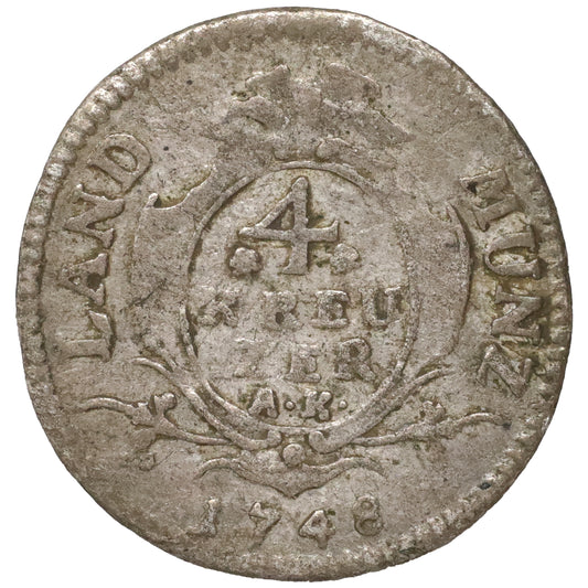 German States 1748 Hessen-Darmstadt 4 Kreuzer (DOD)