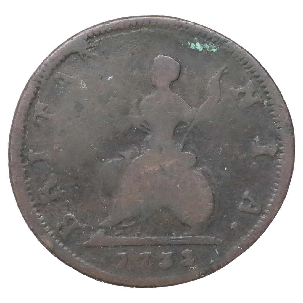 Great Britain 1732 George II 1 Farthing Very Good (VG8) DOD