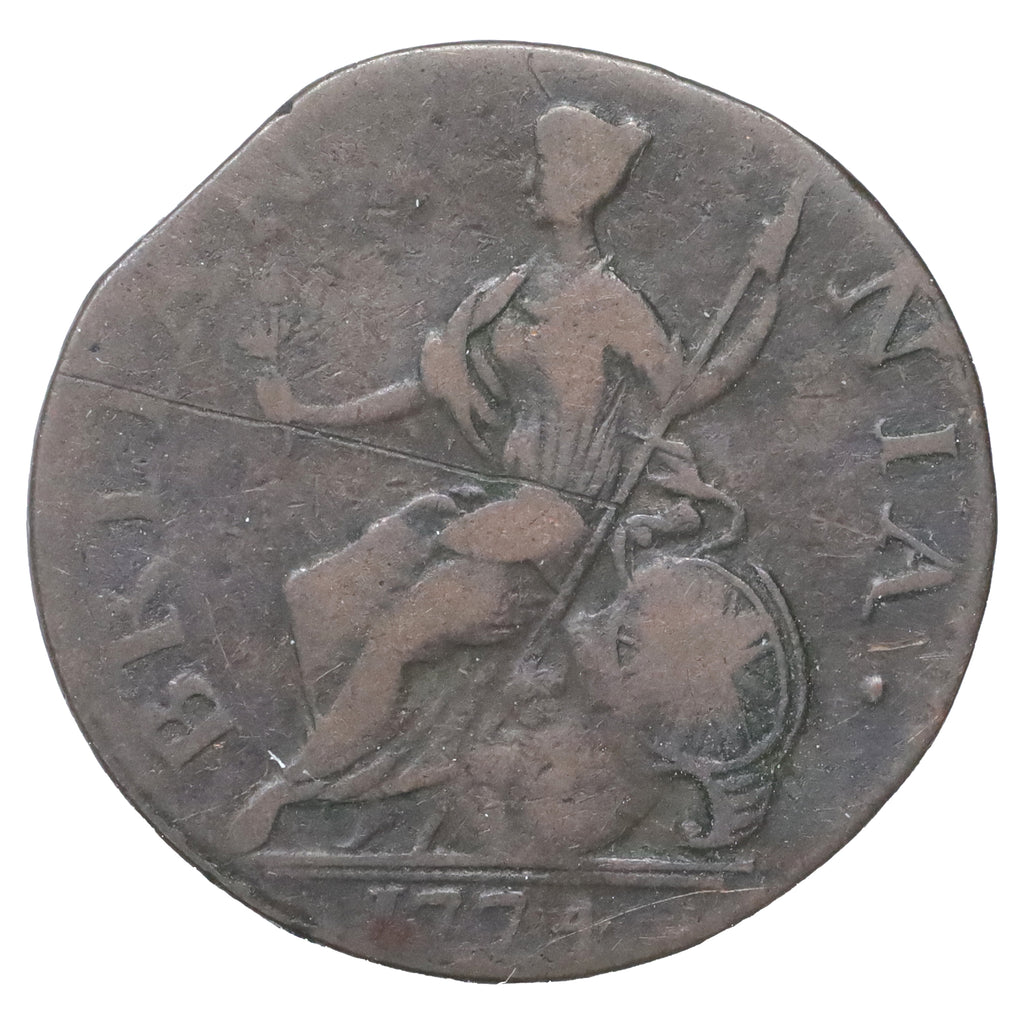 Great Britain 1774 George III Halfpenny F-VF (F15) Rim Bump