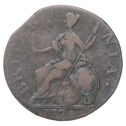 Great Britain 1774 George III Halfpenny F-VF (F15) Rim Bump