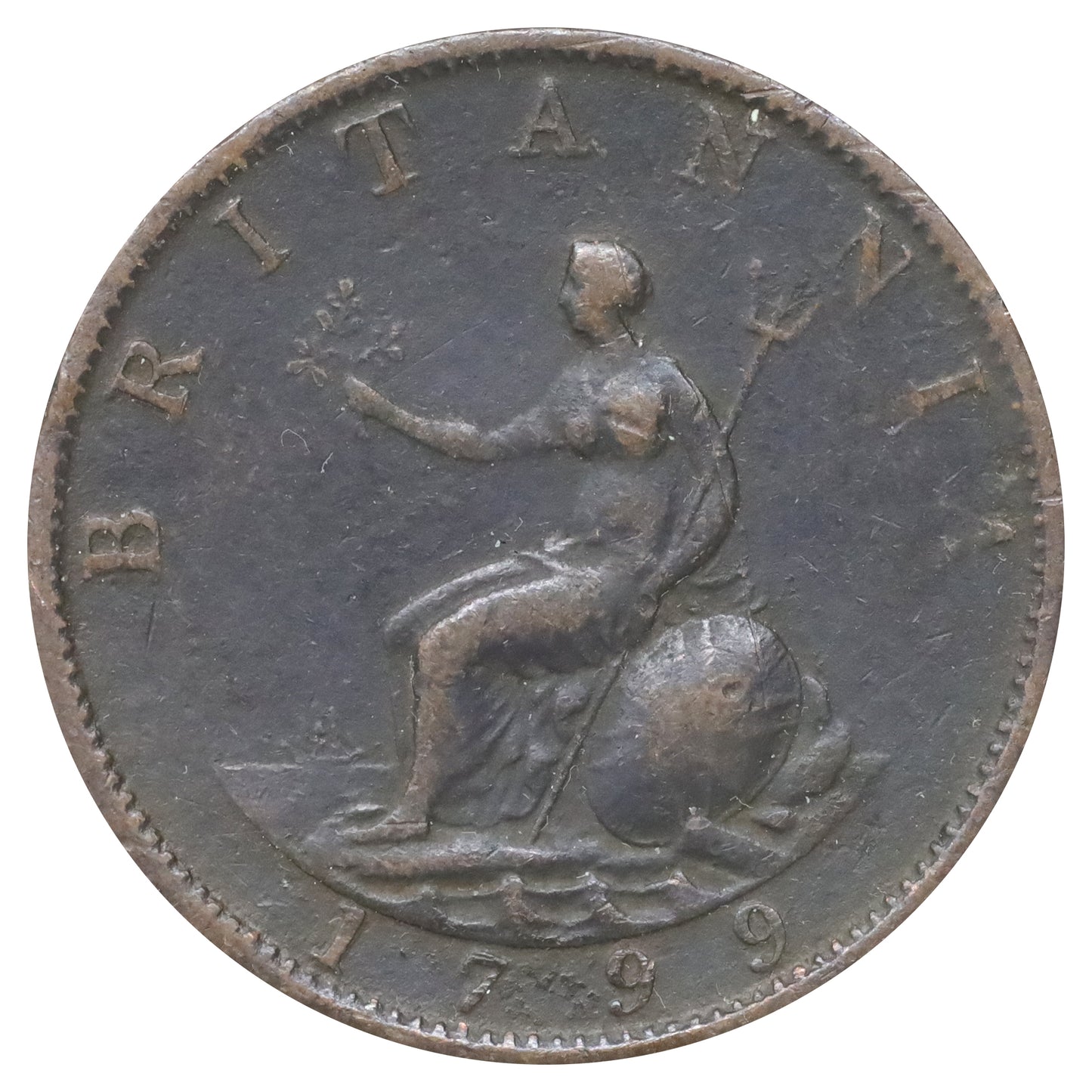 Great Britain 1799 George III Halfpenny Extra Fine (EF40) DOD