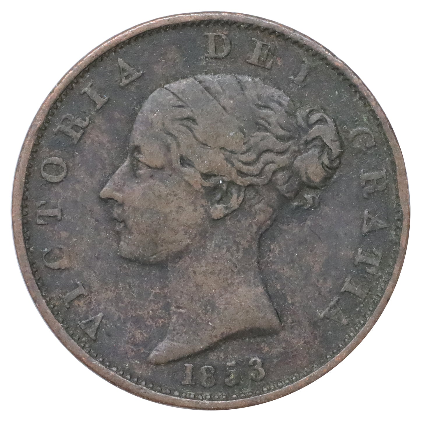 Great Britain 1853 Halfpenny Very Fine (VF20) Scratched, marks, or impaired