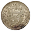 Great Britain 1894 Threepence Almost Uncirculated (AU50) Scratched, marks, or impaired