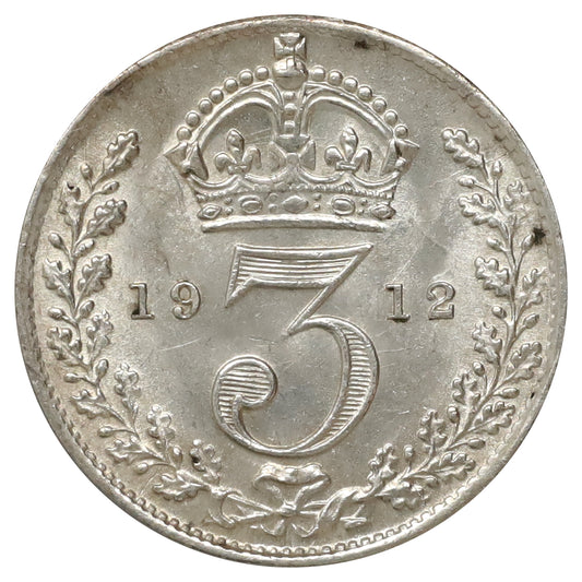 Great Britain 1912 Threepence Choice BU (MS64) Scratched, marks, or impaired