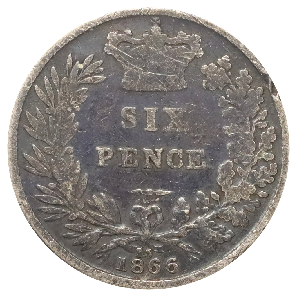 Great Britain 1866 Sixpence Good (G4) Scratched, marks, or impaired