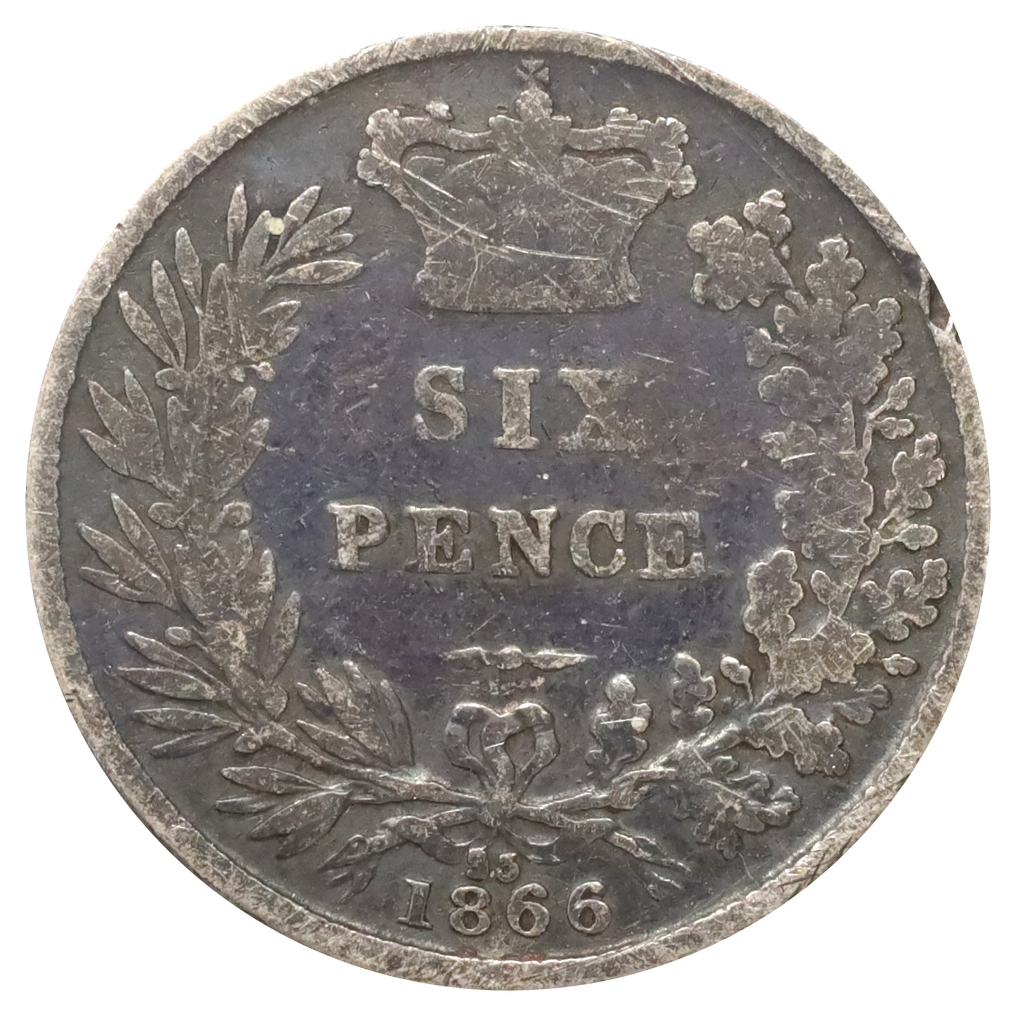 Great Britain 1866 Sixpence Good (G4) Scratched, marks, or impaired