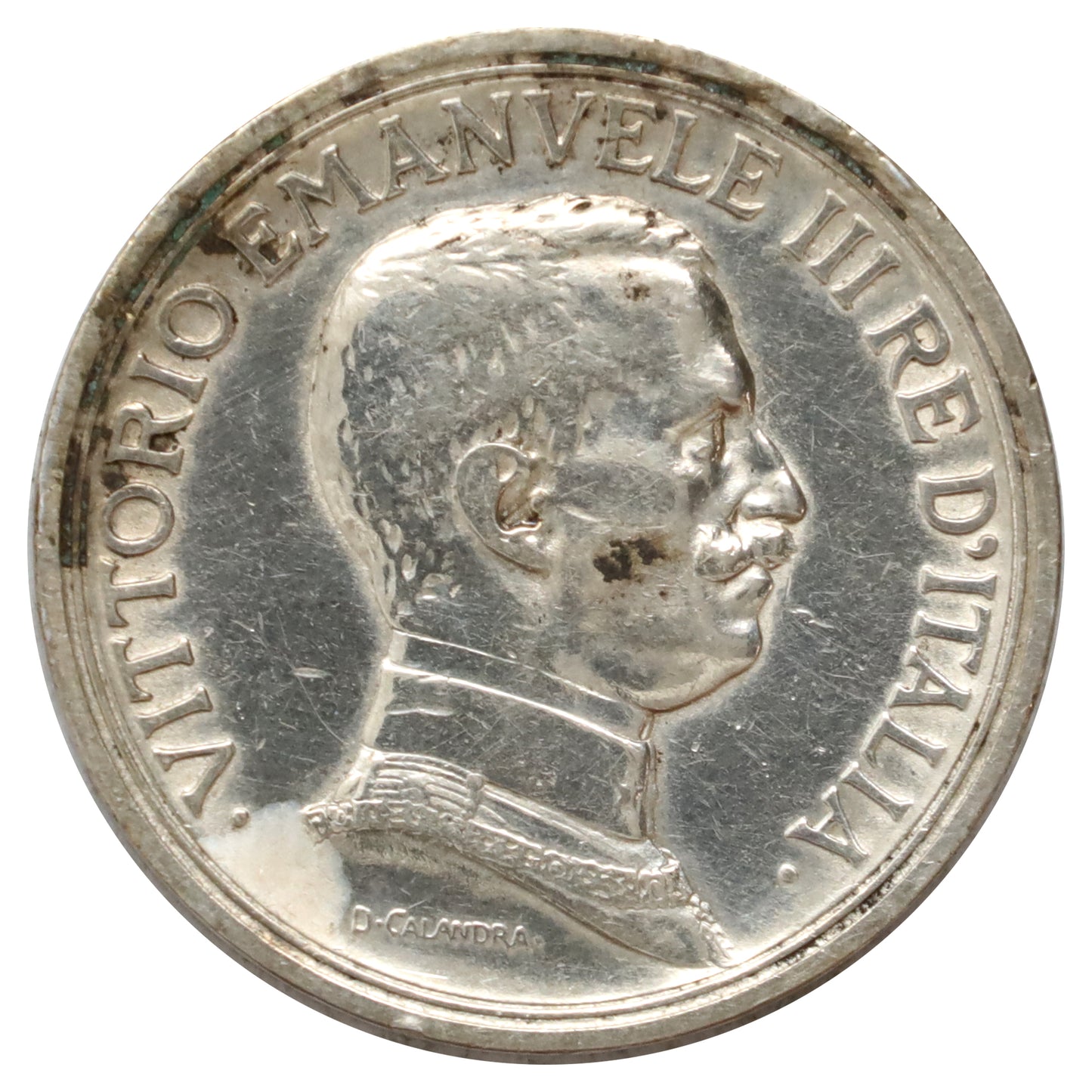 Italy 1914 R Victor Emmanuel III 2 Lire Extra Fine (EF40) Cleaned or impaired