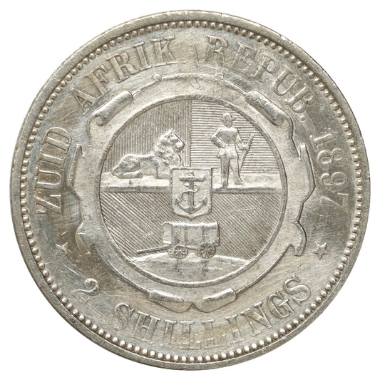 South Africa 1897 2 Shillings EF-AU (EF45) Scratched, marks, or impaired