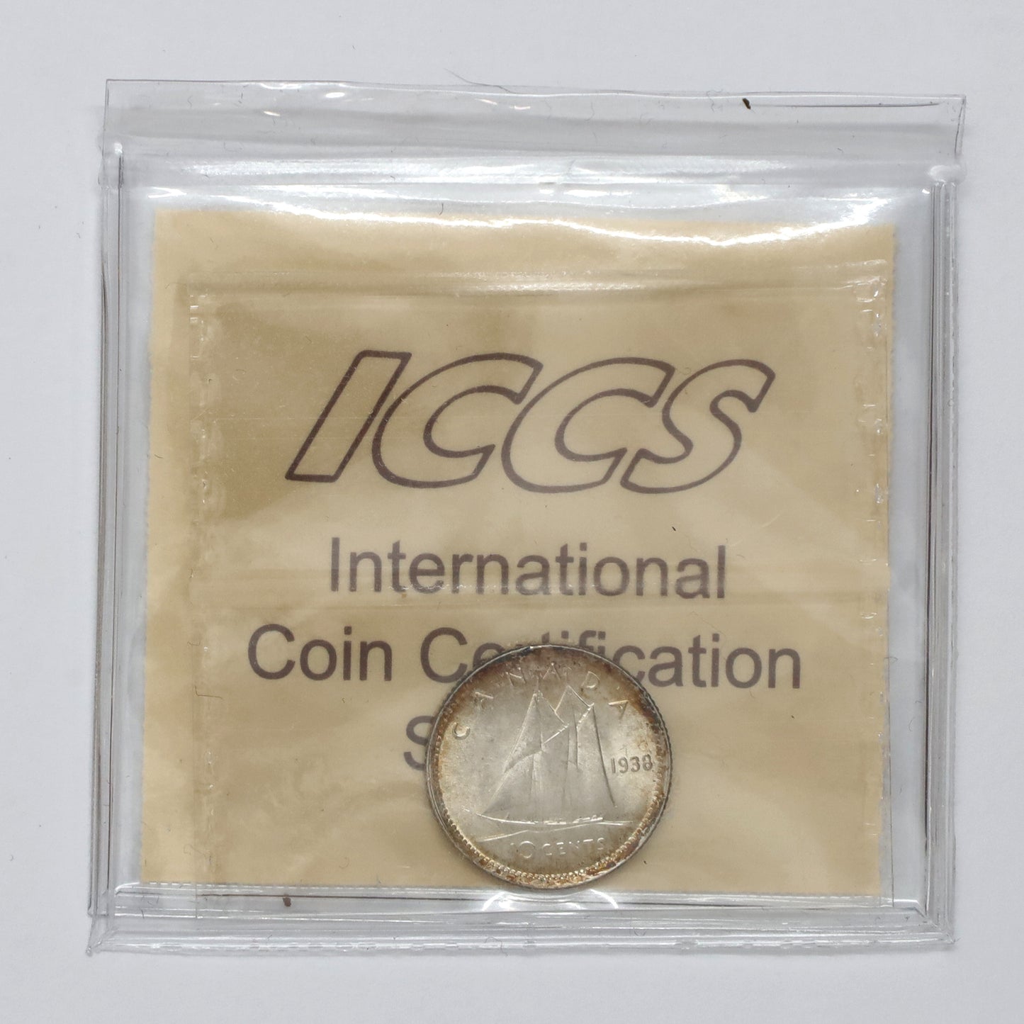 1938 Canada 10-cents ICCS Certified MS64 (Toned)