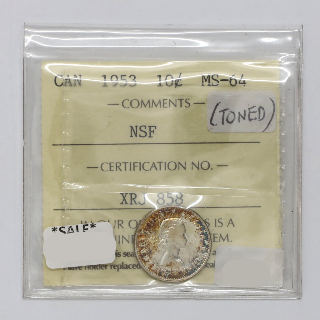 1953 NSS Canada 10-cents ICCS Certified MS64 (Toned)