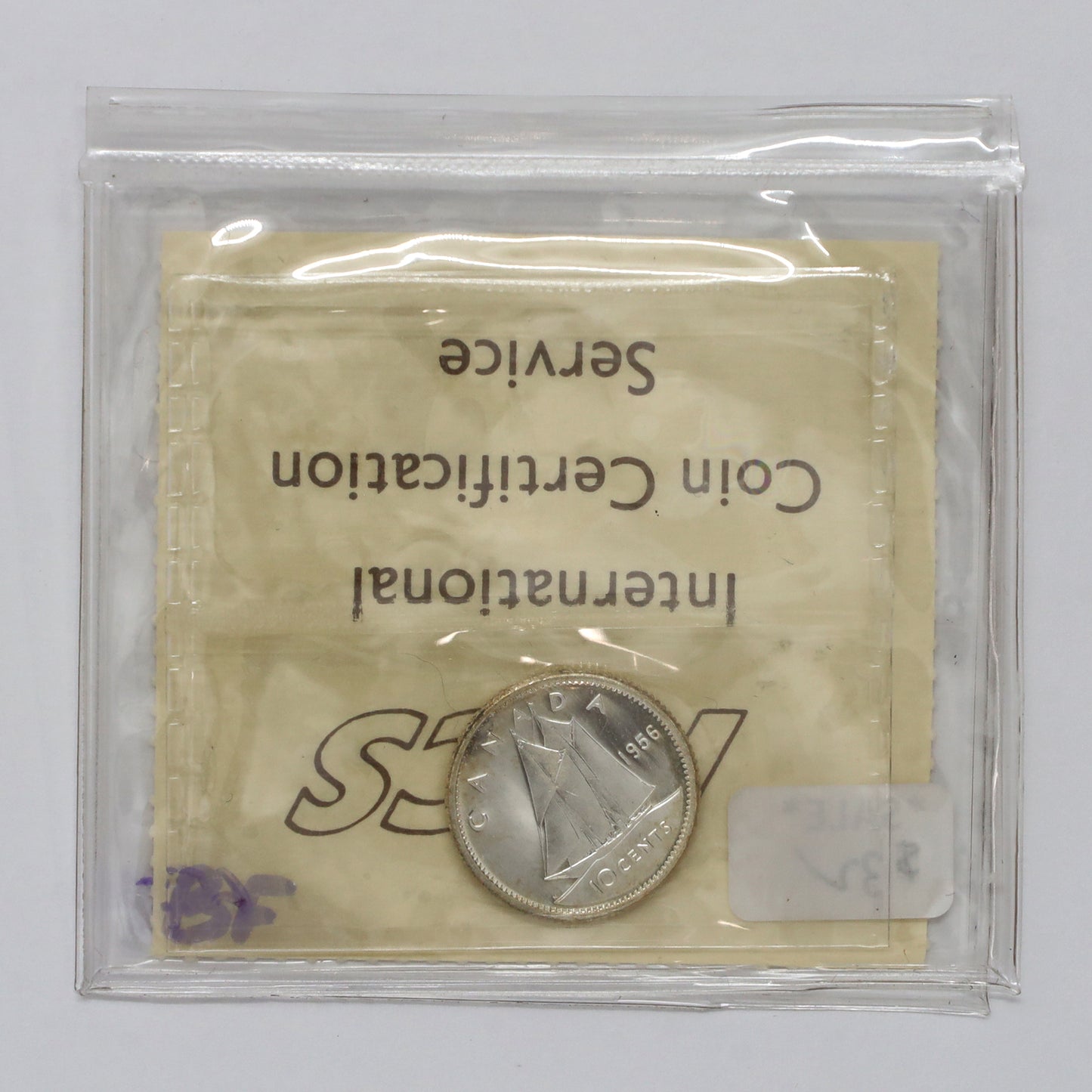 1956 Canada 10-cents ICCS Certified PL65 Heavy Cameo (Writing)