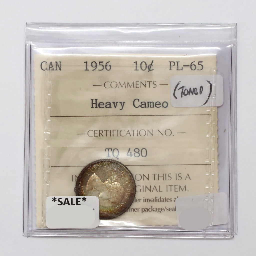 1956 Canada 10-cents ICCS Certified PL65 Heavy Cameo (Toned)