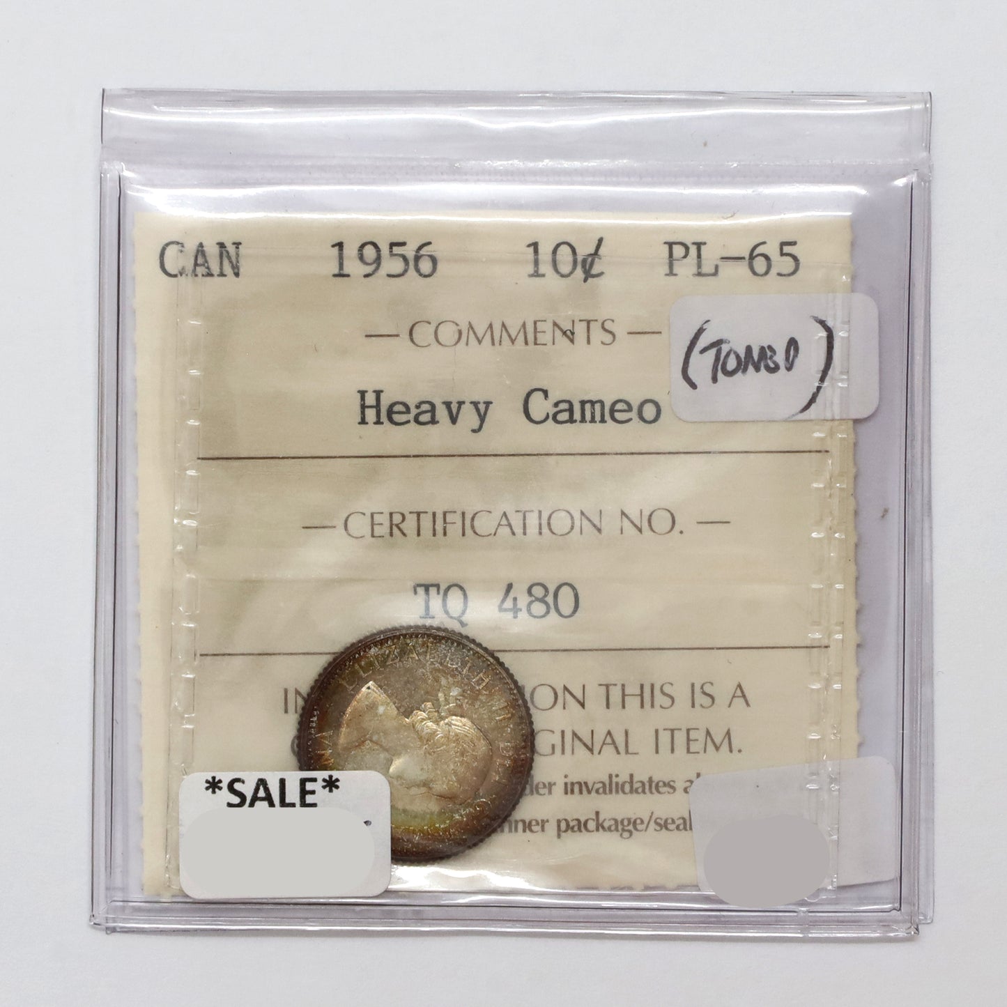 1956 Canada 10-cents ICCS Certified PL65 Heavy Cameo (Toned)